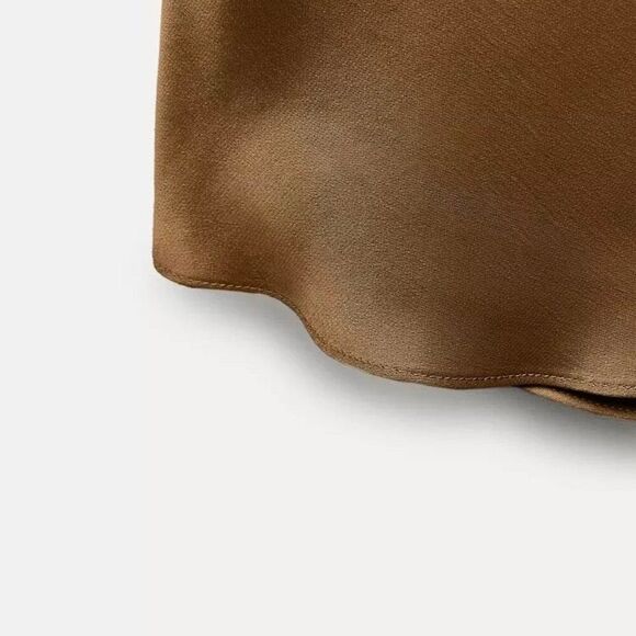 Zara Skirt Satin Slip Midi Mauve Pink L - Picture 4 of 7